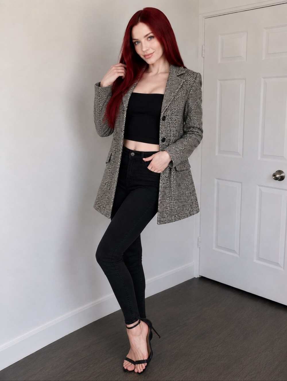 Carlisle Wool Blend Tweed Blazer Jacket Size 6 | Quiet Luxury Academia Chic Tail